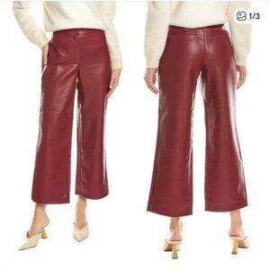 Bagatelle Red Faux Leather High Waisted Straight Leg Cropped Pants